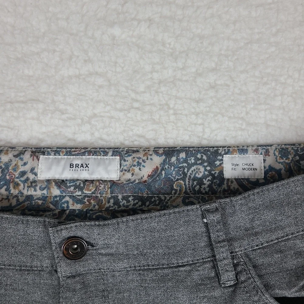 BRAX Pants Mens 40x32 Gray Chuck Modern Fit Trousers‎ Dress Slacks